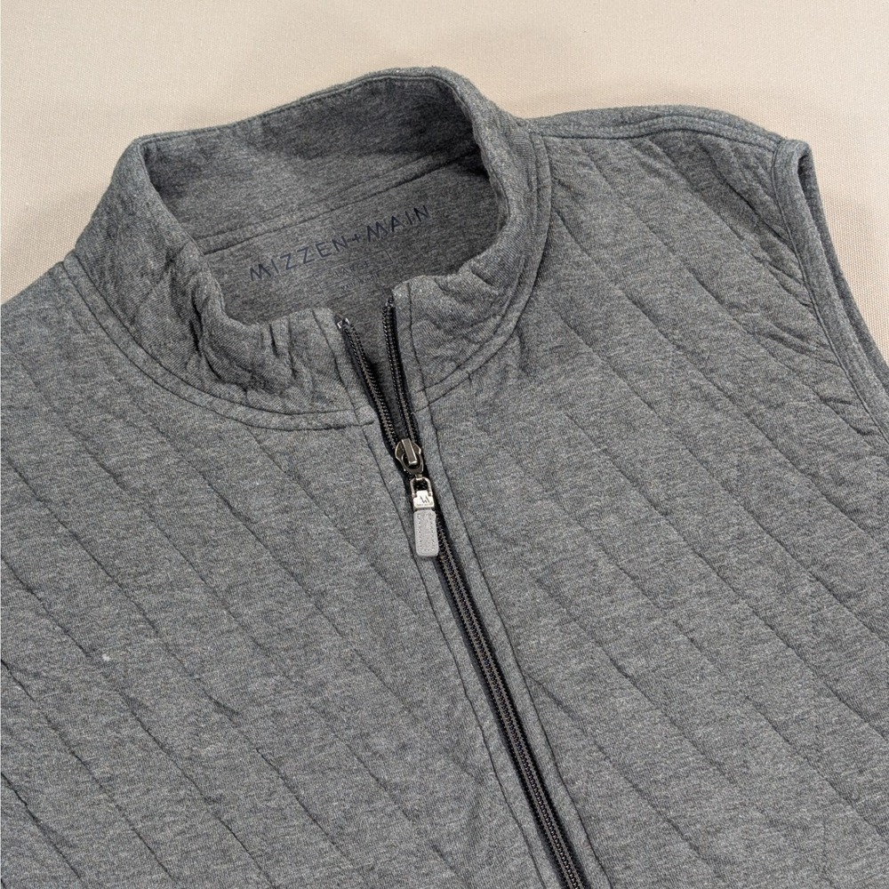 Mizzen+Main Vest Men Large Gray Quilted Belson Full Zip Stretch Golf Performance